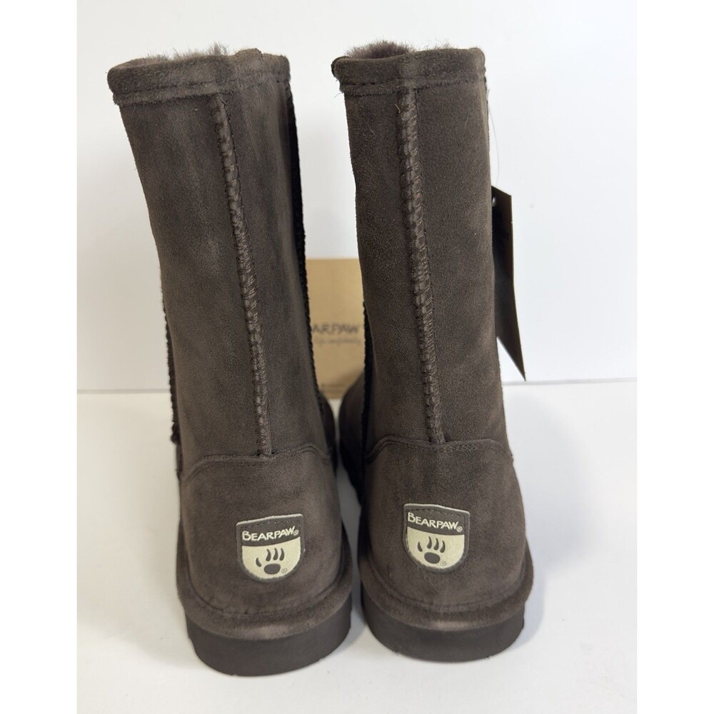 Bearpaw Elle Short Wide Suede Sheepskin Wool Boots Women US 13 Brown - Picture 5 of 11